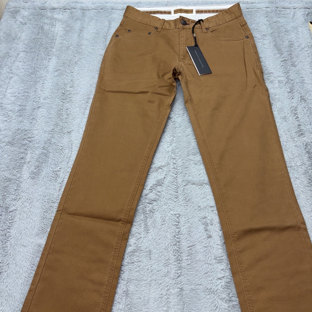 Nifty Genius Caramel Slim Fit Pants Mens Size 28x30 NWT Cotton Stretch Designer